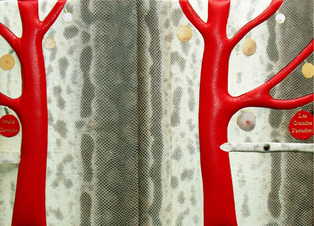 Reliure en python royal et agneau rouge Contre-plats et pages de garde en papier japonais froissé Boîtier en toile rouge André Germain LES GRANDES FAVORITES Édité chez Sun, Paris, 1948 Collection l’Amour et la Politique 11,5 x 19 cm Réalisée en 2004